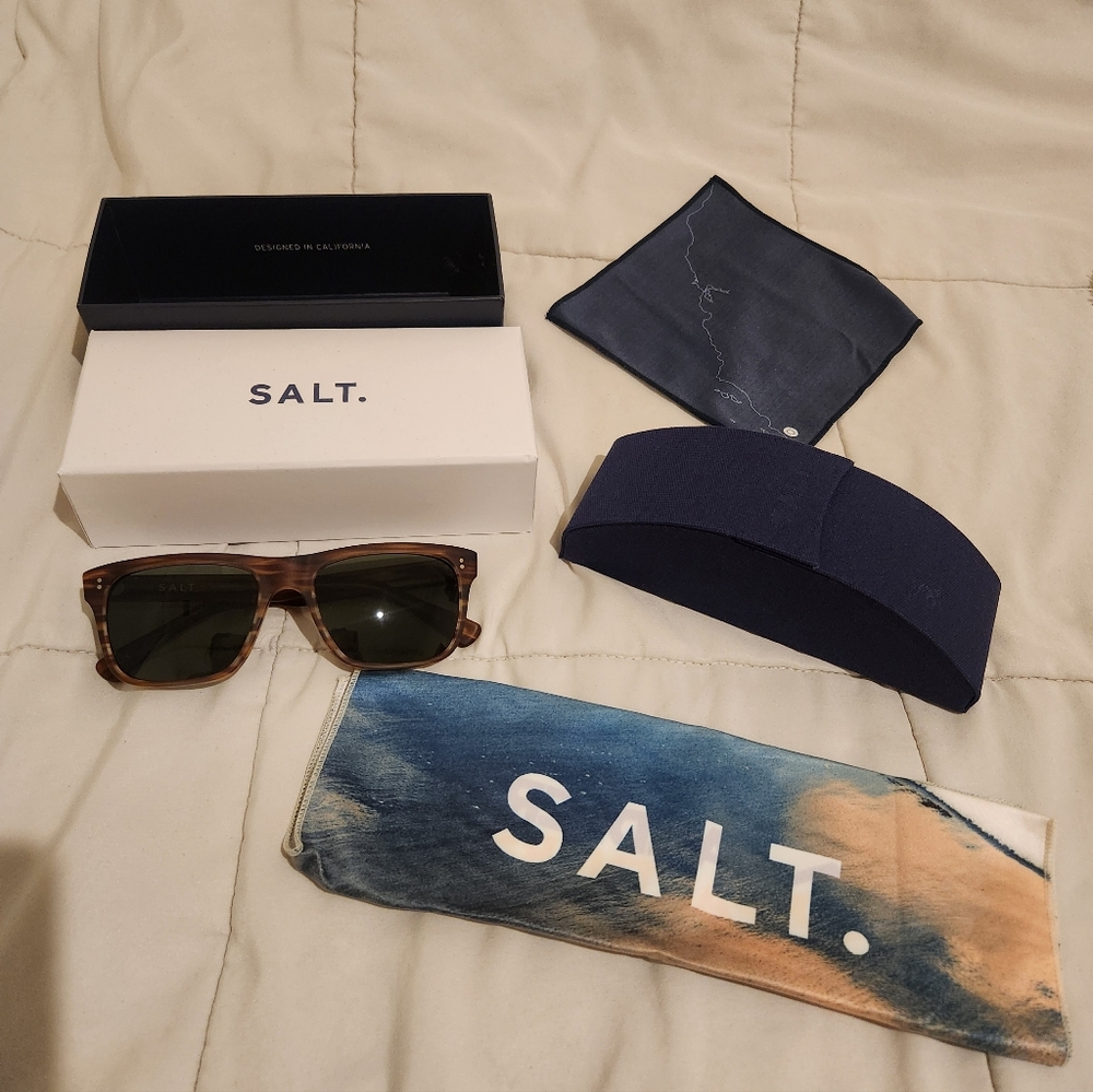 Salt Elihu Matte Woodgrain Polarized Glass G-15 Lens Sunglasses 57